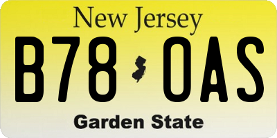 NJ license plate B78OAS