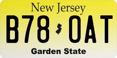 NJ license plate B78OAT