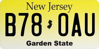 NJ license plate B78OAU