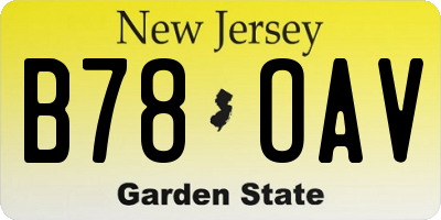 NJ license plate B78OAV