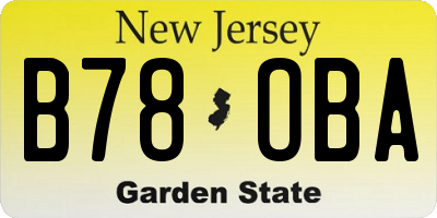 NJ license plate B78OBA
