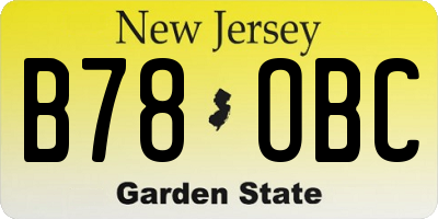 NJ license plate B78OBC