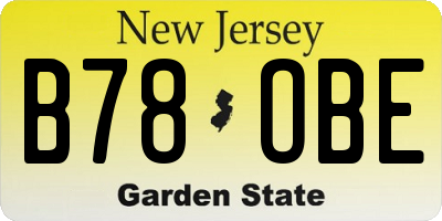 NJ license plate B78OBE