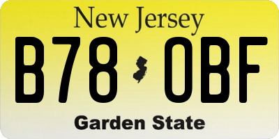 NJ license plate B78OBF