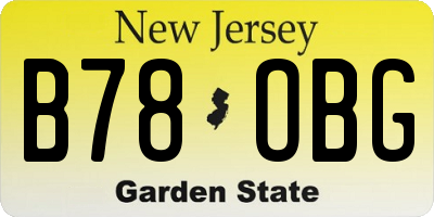 NJ license plate B78OBG
