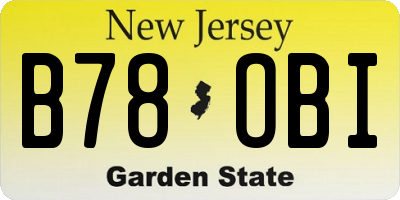 NJ license plate B78OBI