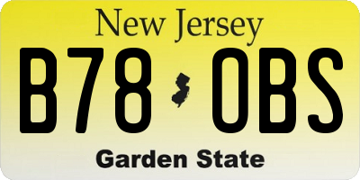 NJ license plate B78OBS