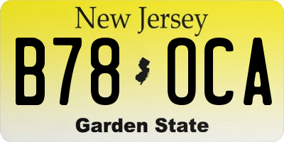 NJ license plate B78OCA