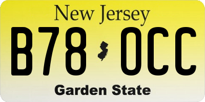 NJ license plate B78OCC