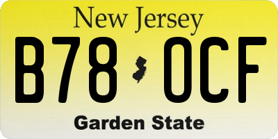 NJ license plate B78OCF