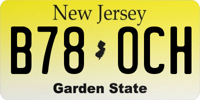 NJ license plate B78OCH