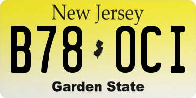 NJ license plate B78OCI