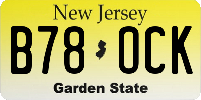 NJ license plate B78OCK
