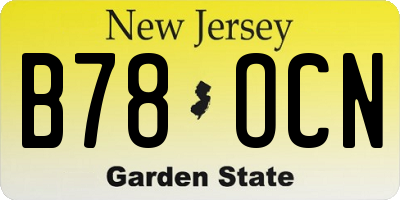 NJ license plate B78OCN