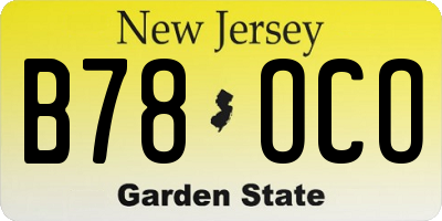 NJ license plate B78OCO