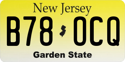 NJ license plate B78OCQ