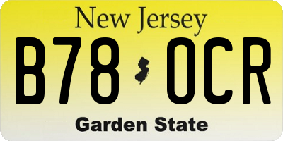 NJ license plate B78OCR