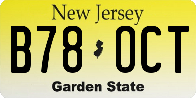 NJ license plate B78OCT