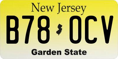 NJ license plate B78OCV