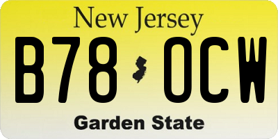 NJ license plate B78OCW