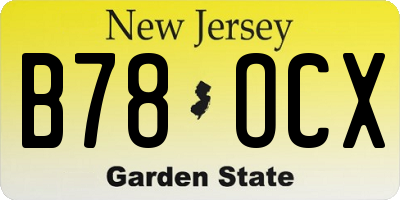 NJ license plate B78OCX
