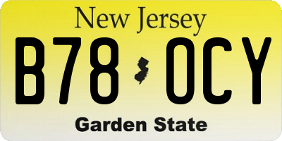 NJ license plate B78OCY