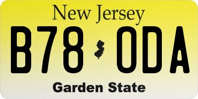 NJ license plate B78ODA