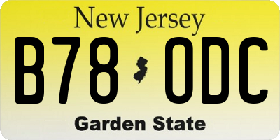 NJ license plate B78ODC