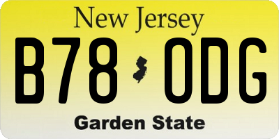 NJ license plate B78ODG