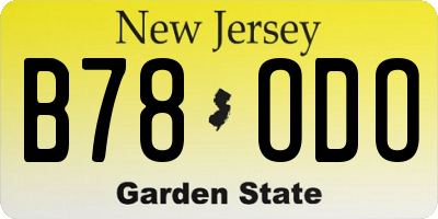 NJ license plate B78ODO