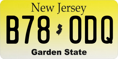 NJ license plate B78ODQ