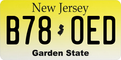 NJ license plate B78OED