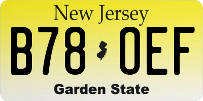 NJ license plate B78OEF