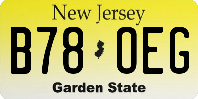NJ license plate B78OEG