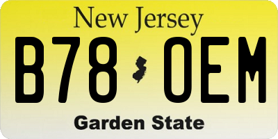 NJ license plate B78OEM