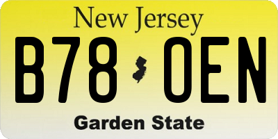 NJ license plate B78OEN