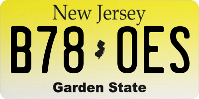 NJ license plate B78OES