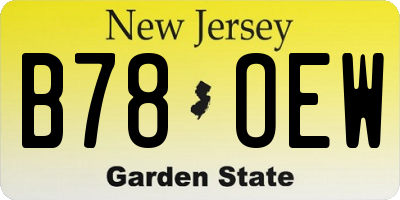 NJ license plate B78OEW
