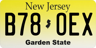 NJ license plate B78OEX