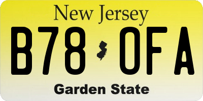 NJ license plate B78OFA