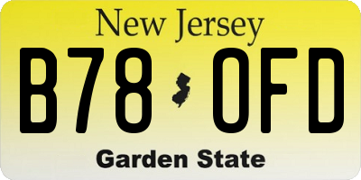 NJ license plate B78OFD
