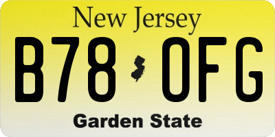 NJ license plate B78OFG