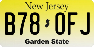 NJ license plate B78OFJ