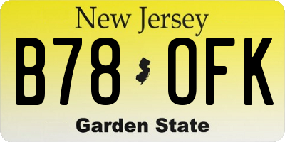 NJ license plate B78OFK
