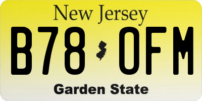 NJ license plate B78OFM