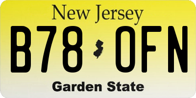 NJ license plate B78OFN
