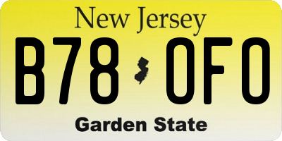 NJ license plate B78OFO