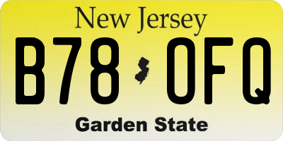 NJ license plate B78OFQ