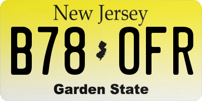 NJ license plate B78OFR