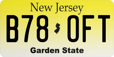 NJ license plate B78OFT